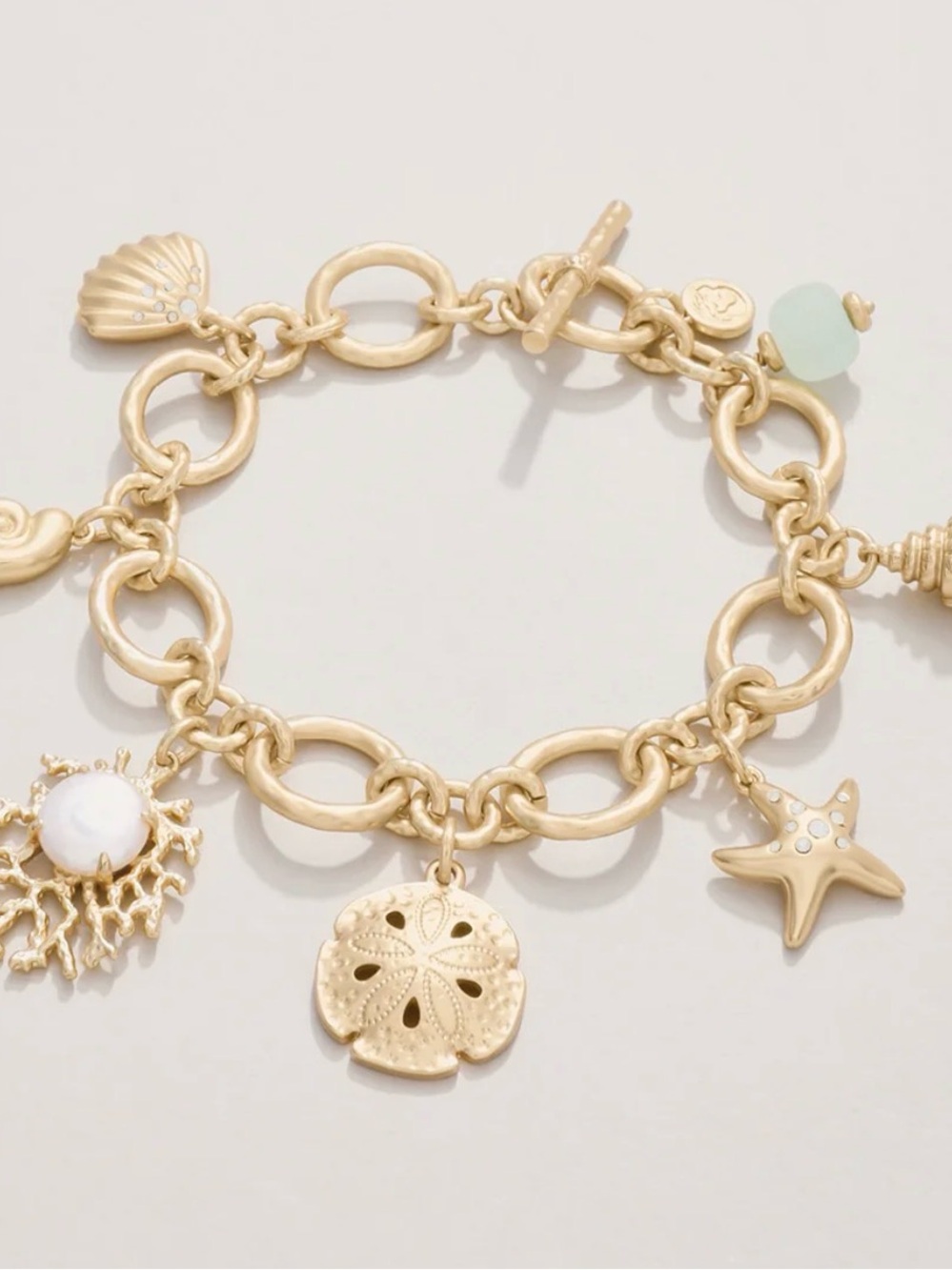 Spartina 449 Gold Charm Bracelet with Aqua Pouch - Picture 3 of 3
